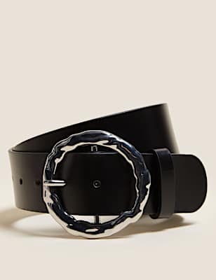 Leather Circle Buckle Waist Belt