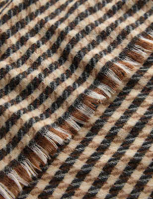 Woven Checked Fringed Scarf