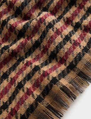 Woven Checked Fringed Scarf