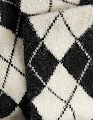 Argyle Skinny Scarf with Wool