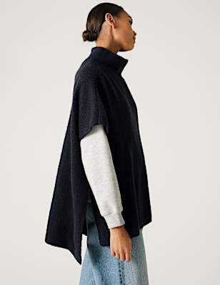 Knitted High Low Poncho