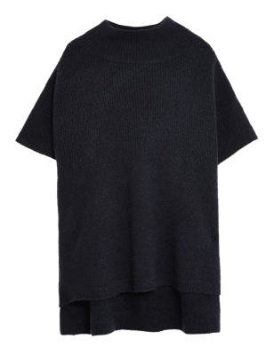Knitted High Low Poncho