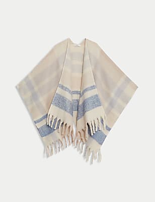 Brushed Checked Poncho
