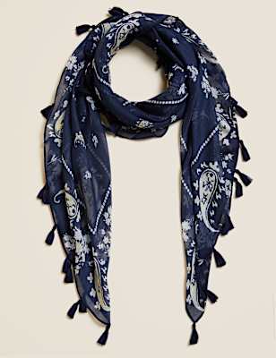 Floral Tassel Scarf