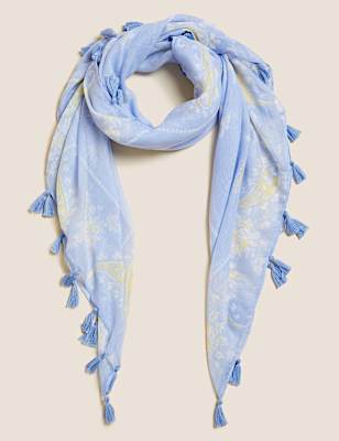 Floral Tassel Scarf