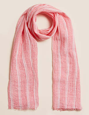 Pure Linen Striped Scarf