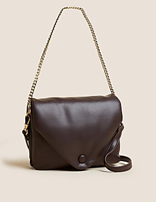 Faux Leather Padded Shoulder Bag