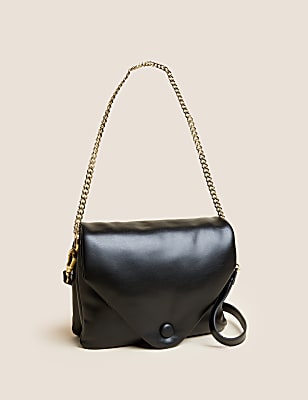 Faux Leather Padded Shoulder Bag