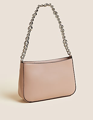 Faux Leather Chain Strap Underarm Bag
