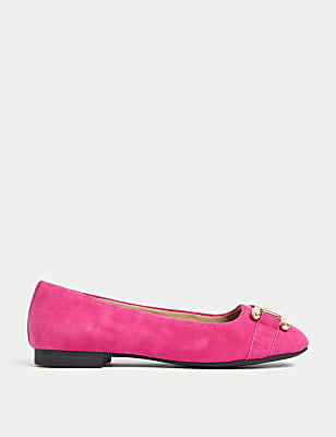 Wide Fit Suede Square Toe Ballet Pumps