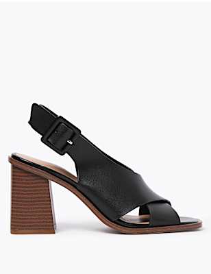 Block Heel Open Toe Slingback Sandals