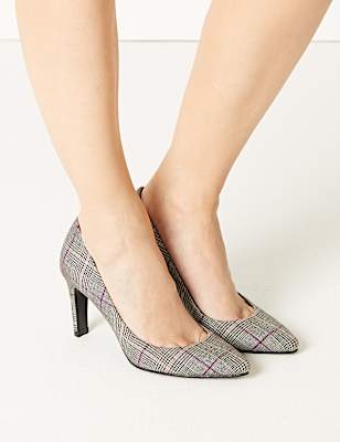 Stiletto Heel Checked Pointed Court Shoes