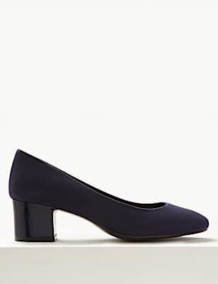 Wide Fit Block Heel Court Shoes