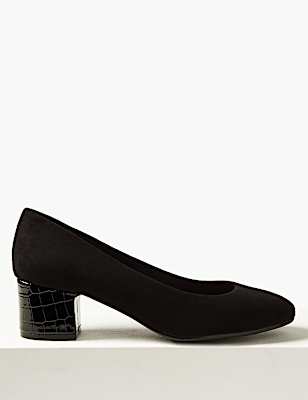 Wide Fit Block Heel Court Shoes