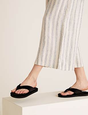 Velvet Open Toe Thong Slipper