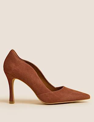 Suede Stiletto Heel Pointed Court Shoes