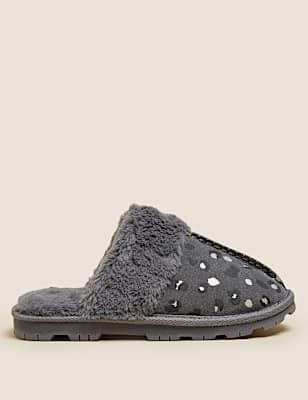 Suede Leopard Print Clog Slippers