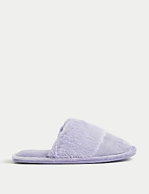 Faux Fur Cuff Mule Slippers