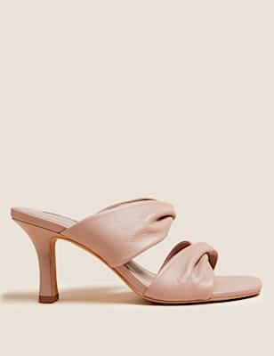 Wide Fit Leather Stiletto Heel Mules