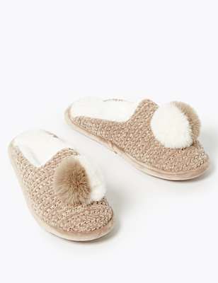 Pom Pom Mule Slippers