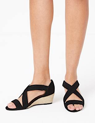 Suede Wedge Open Toe Sandals