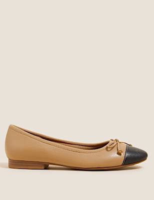 Leather Bow Ballet Pumps