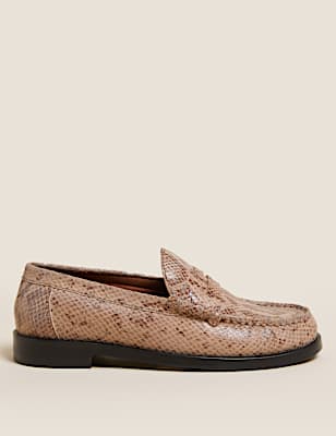 Leather Animal Print Loafers