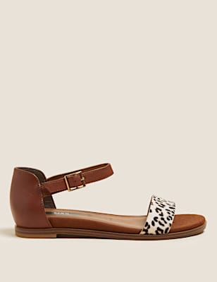 Wide Fit Suede Ankle Strap Flat Sandals