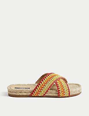 Woven Crossover Flat Espadrilles