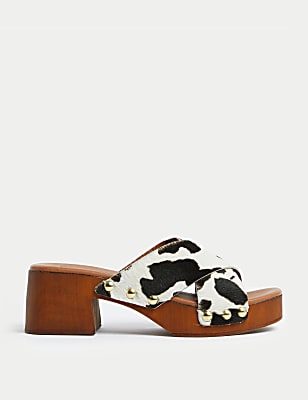 Studded Block Heel Open Toe Clogs