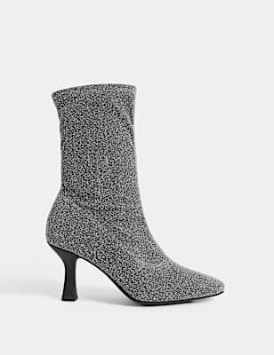 Sparkle Stiletto Heel Sock Boots