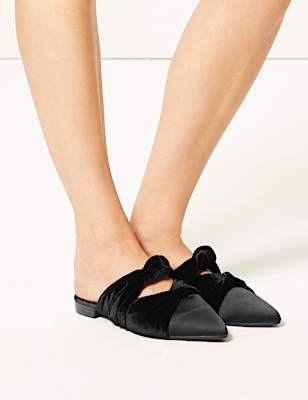 Velvet & Satin Knot Twist Mules