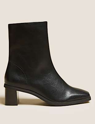 Block Heel Square Toe Ankle Boots