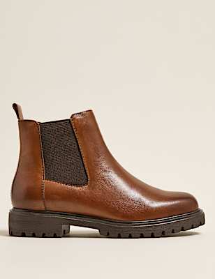 Wide Fit Leather Chelsea Ankle Boots