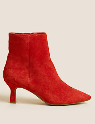 Wide Fit Suede Kitten Heel Ankle Boots