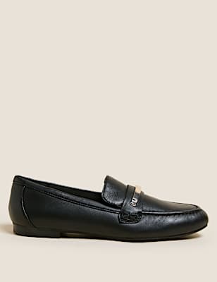 Wide Fit Leather Trim Loafers