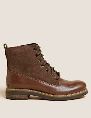 Leather Lace-up Ankle Boots