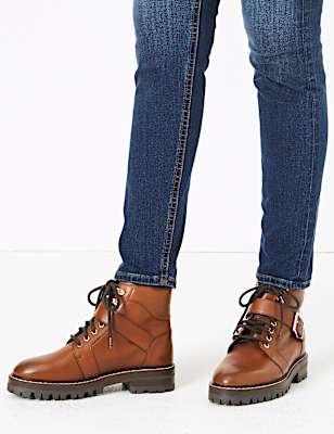 Leather Hiker Ankle Boots