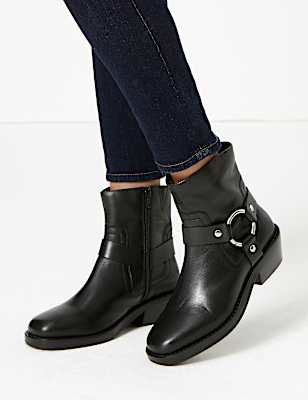 Leather Stirrup Ankle Boots