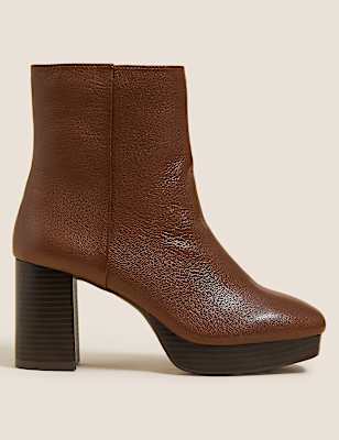 Leather Platform Ankle Boots