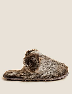 Faux Fur Mule Slippers
