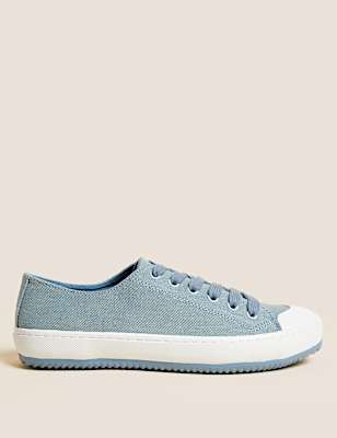 Canvas Lace Up Printed Trainers