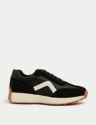 Leather Lace Up Side Detail Trainers