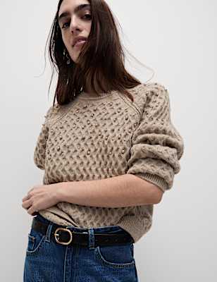 Cable Knit Embellished Jumper