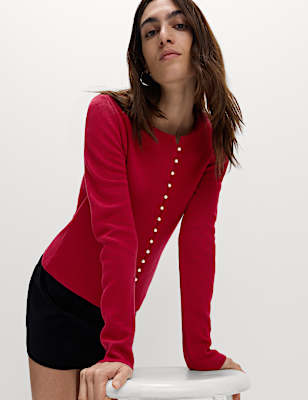 Soft Touch Button Through Fitted Cardigan