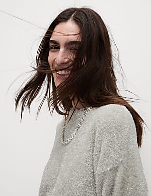 Ombre Tinsel Crew Neck Relaxed Jumper