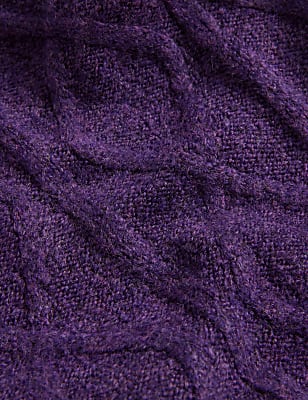 Cable Knit Crew Neck Bomber Cardigan