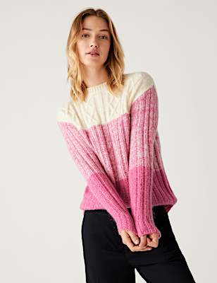Recycled Blend Cable Knit Ombre Jumper