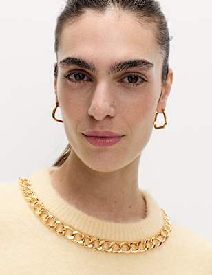 Chain Detail Crew Neck Jumper with Wool