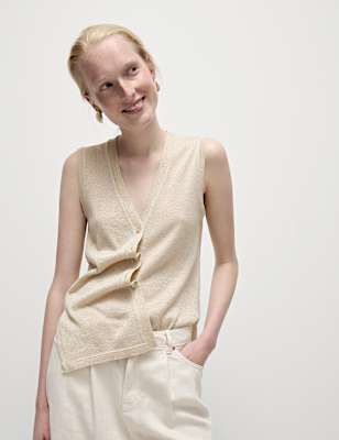 Metallic V-Neck Knitted Waistcoat